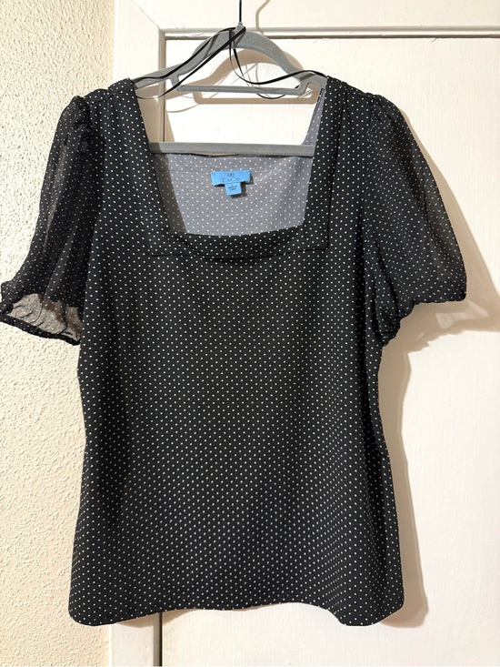 CeCe Tops - CeCe Black and White Polka Dot Blouse